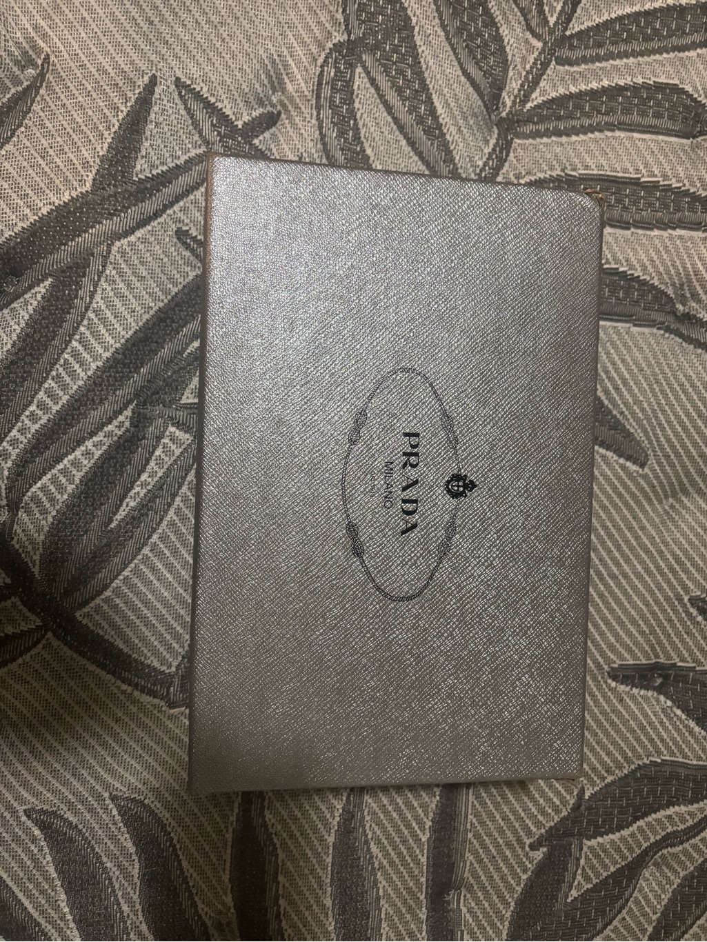 Prada Metallic Silver Saffiano Card Holder